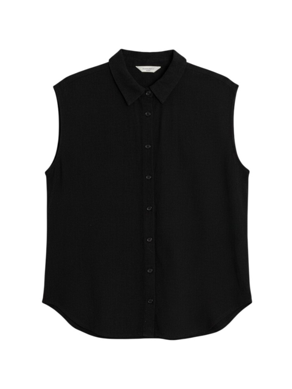 Double Zero Linen Blend Button Front Top Blouse Shirt Black M - Picture 1 of 6